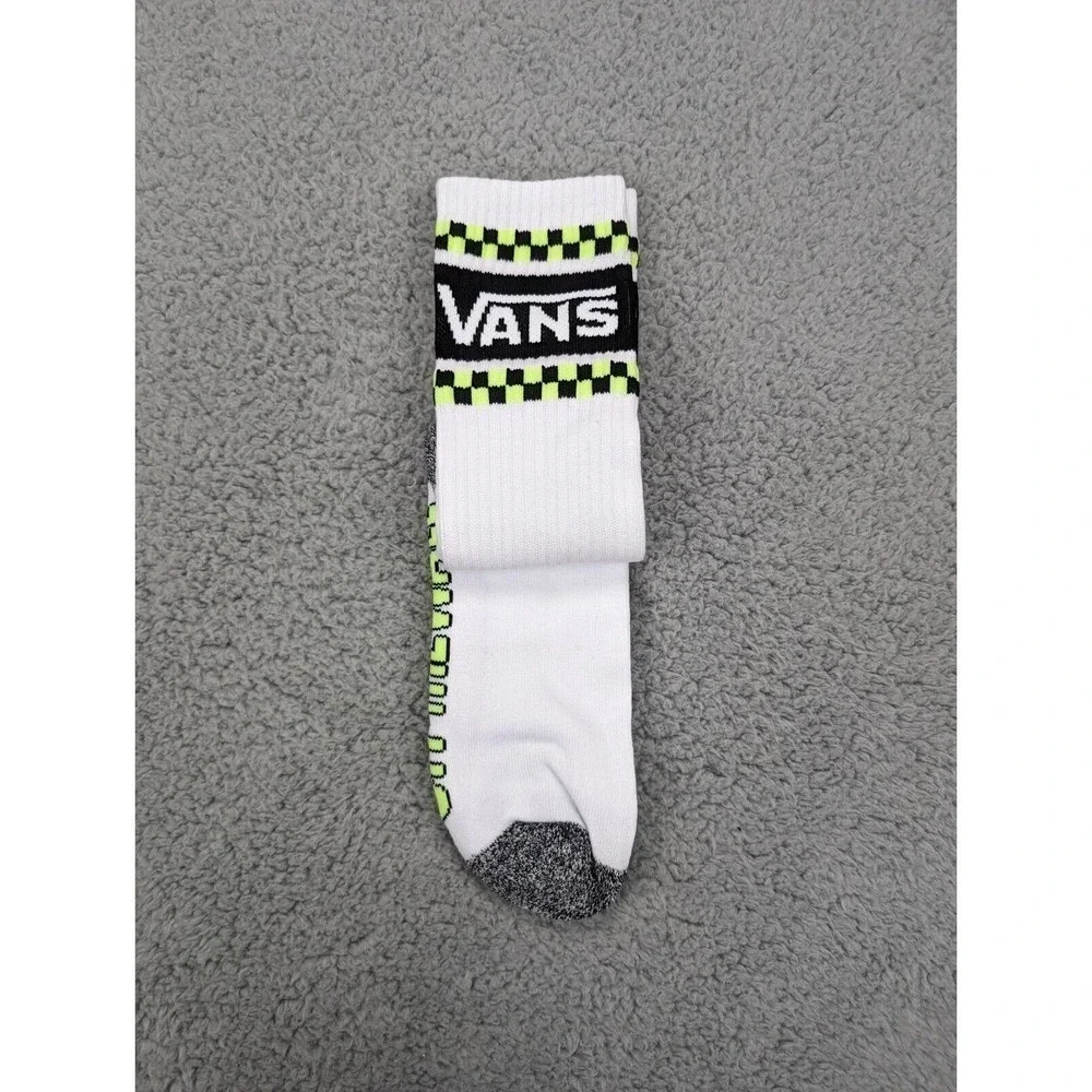 Vans Drop V Crew Socks Mens Womens 6.5-9 Black White Stripe Checkerboard‎ Logo